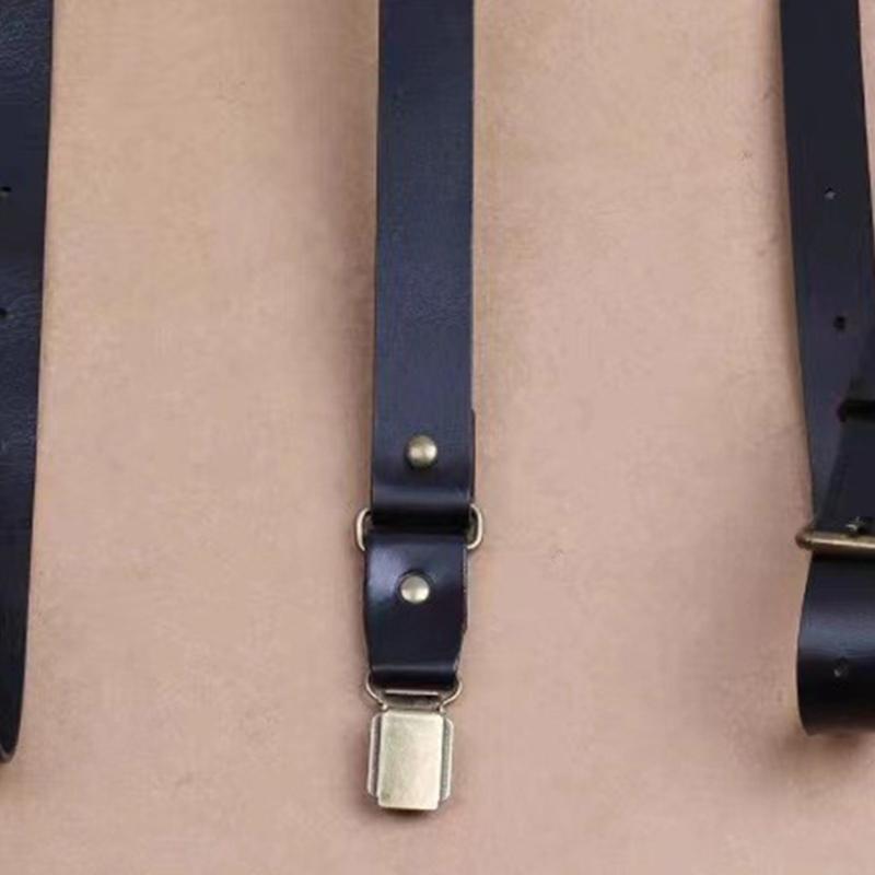 Men'S Formal Wear With Suspenders - 39BD Verstellbare PU-Leder-Hosenträger mit Hakenverschlüssen, Schultergurt