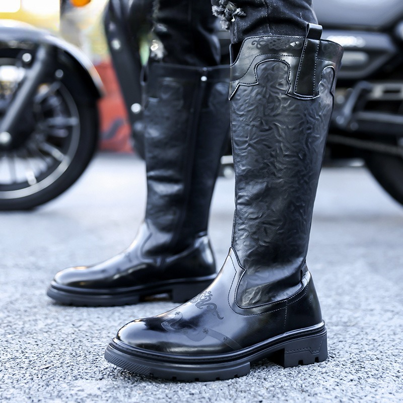 Men'S Ethnic & Formal Designer Wear Studio S - Männer Mid-kalb Stiefel Hohe Qualität Patent
