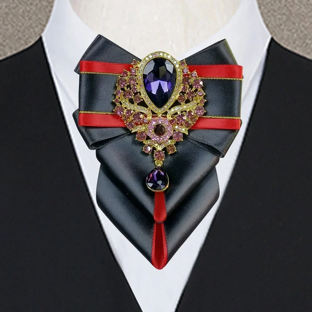 Men'S Formal Wear Jewelry - Luxus Original Neue Lila Strass Fliege