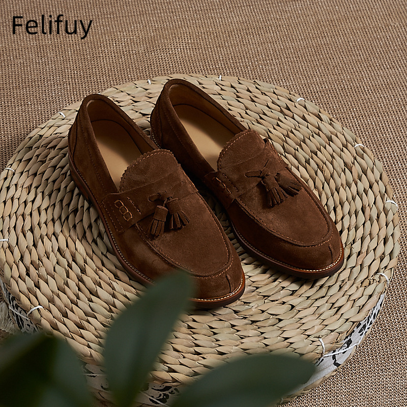Men Formal Wear Brown - Neue braune Herren-Loafer aus Rindsveloursleder mit