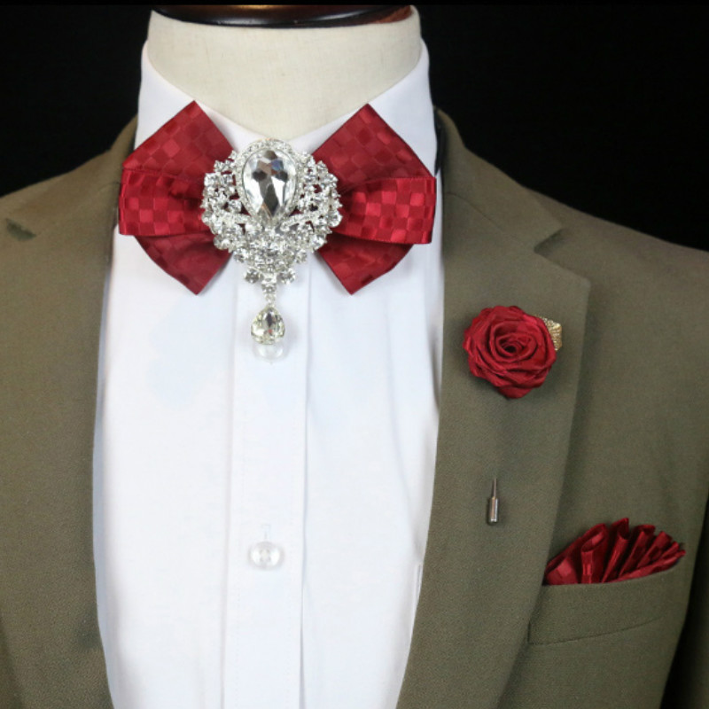 Men'S Formal Wear Bow Ties - Männer Hochzeit Strass Fliege Brosche koreanische