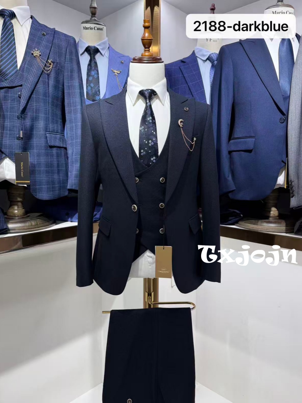 Men Formal Wear Office - Dunkelblauer Herren-Anzug 3-teilig Business Bürokleidung Eleganter