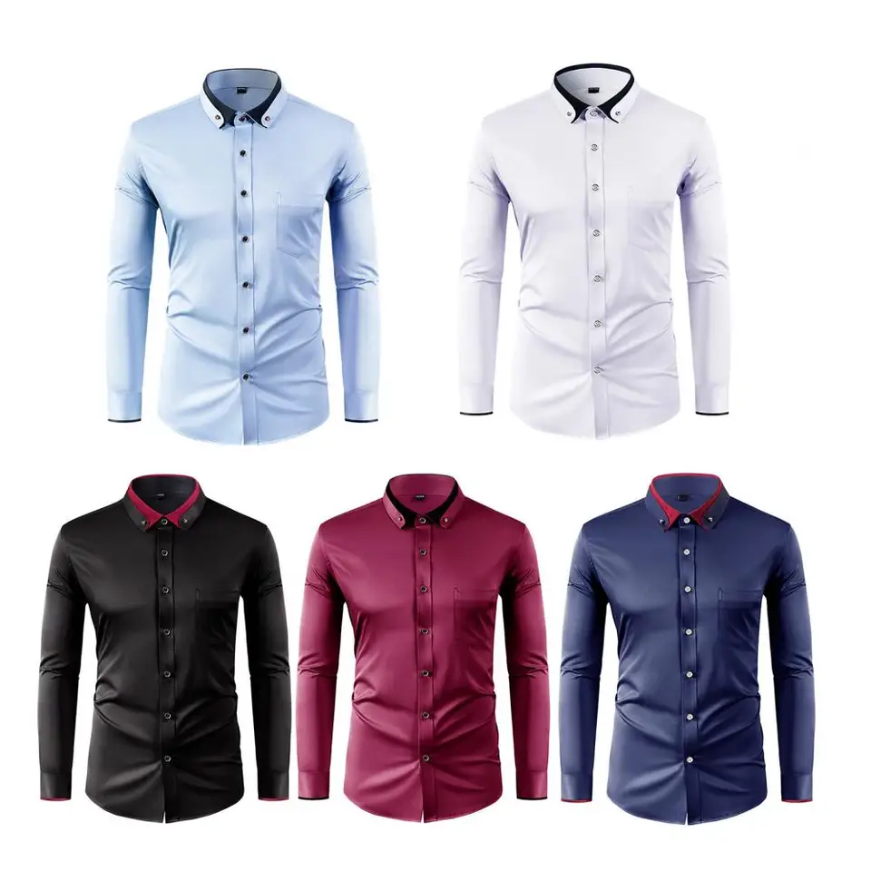 Men Formal Party Wear Shirt - Neues Herren-Modehemd, schlichtes, langärmliges, schmales Partyhemd,