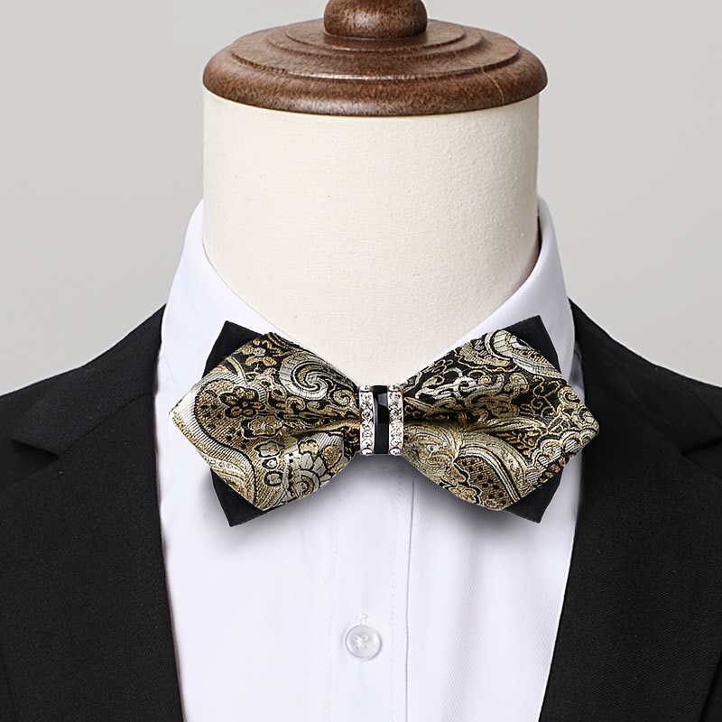 Men'S Formal Wear Bow Ties - Herren-Jacquard-Satinfliege mit Strass-Dekoration, Vorgefertigte Fliege in