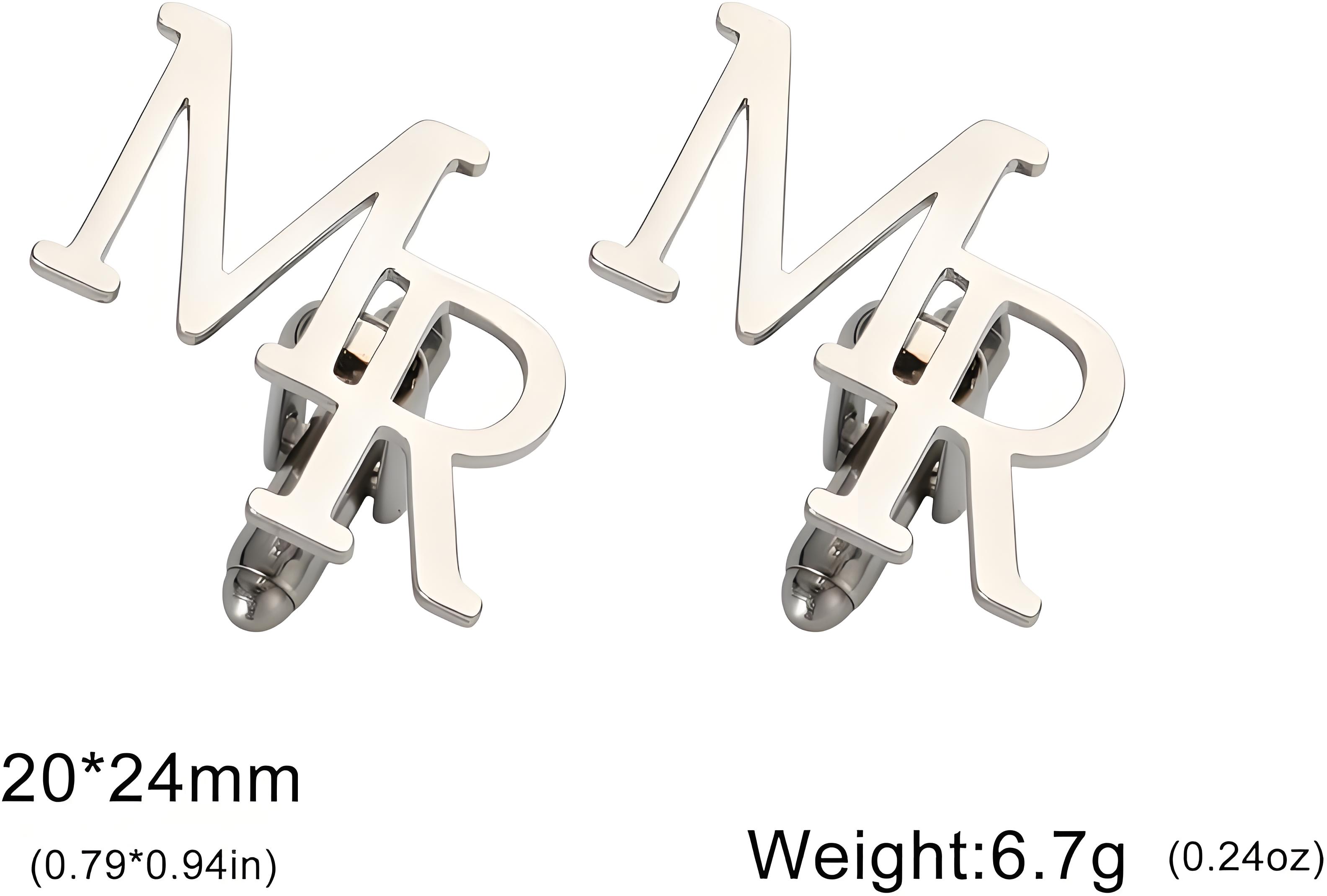 Men'S Formal Wear Jewelry - Benutzerdefiniertes vergoldetes „MR“-Manschettenknöpfe und Anstecknadel-Set, personalisierter