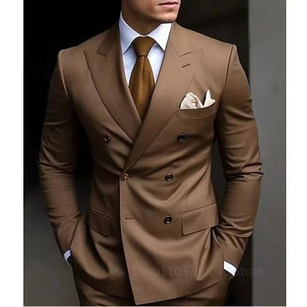 Men Formal Wear Brown - Zweiteiliger brauner Smoking für den Alltag,
