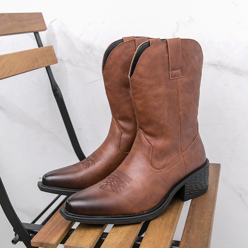 Men'S Ethnic & Formal Designer Wear Studio S - Herrenstiefel Klassische Bestickte Western-Cowboy-Stiefel Modische Spitze