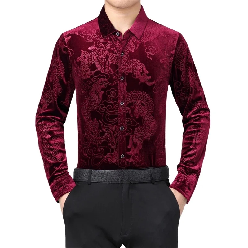 Herren-Langarmhemd mit chinesi – Men Formal Party Wear Shirt Bewertung und Preis