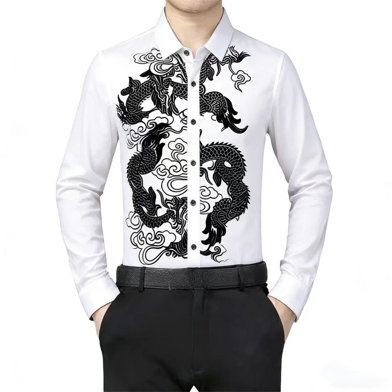 Herren-Langarmhemd mit chinesi – Men Formal Party Wear Shirt Bewertung und Preis