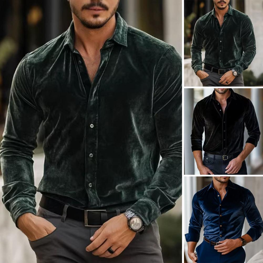 Herren Samt-Hemd Herren Samt-H – Men Formal Party Wear Shirt Bewertung und Preis