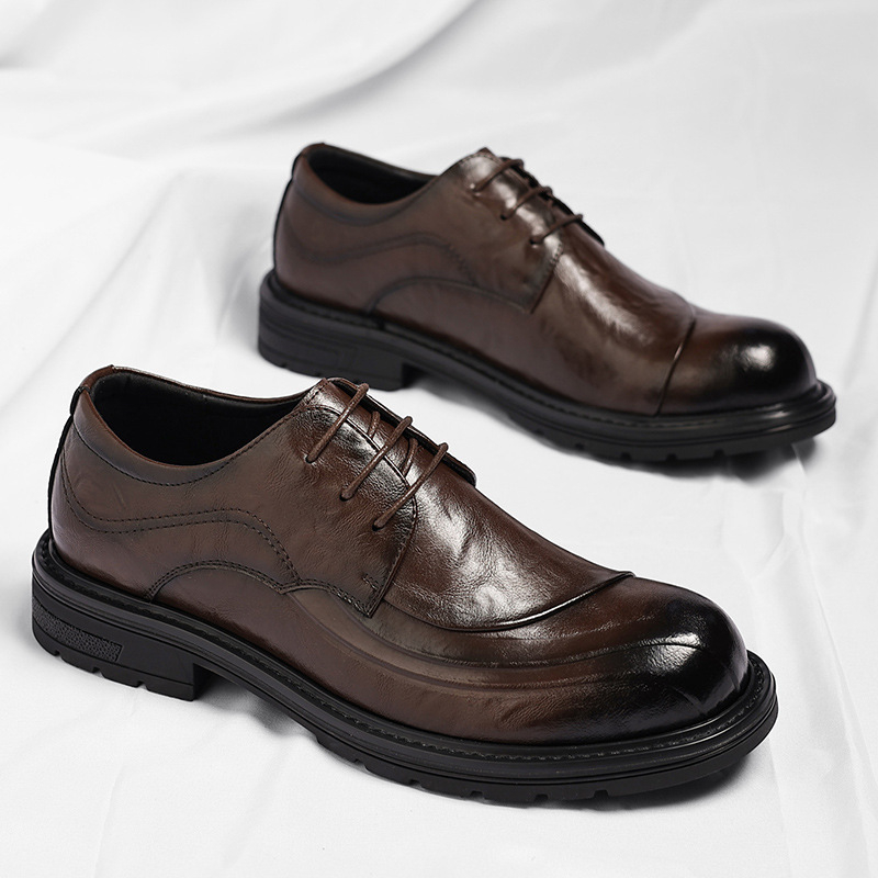 Braune, glänzende, echte Leder – Men Formal Wear Brown Bewertung und Preis