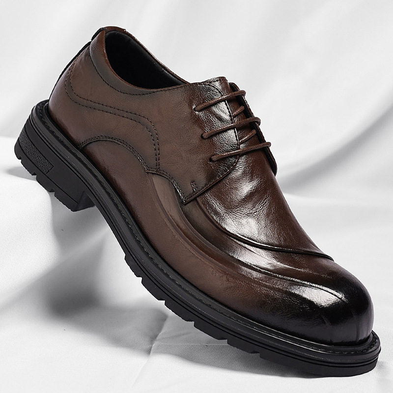 Braune, glänzende, echte Leder – Men Formal Wear Brown Bewertung und Preis