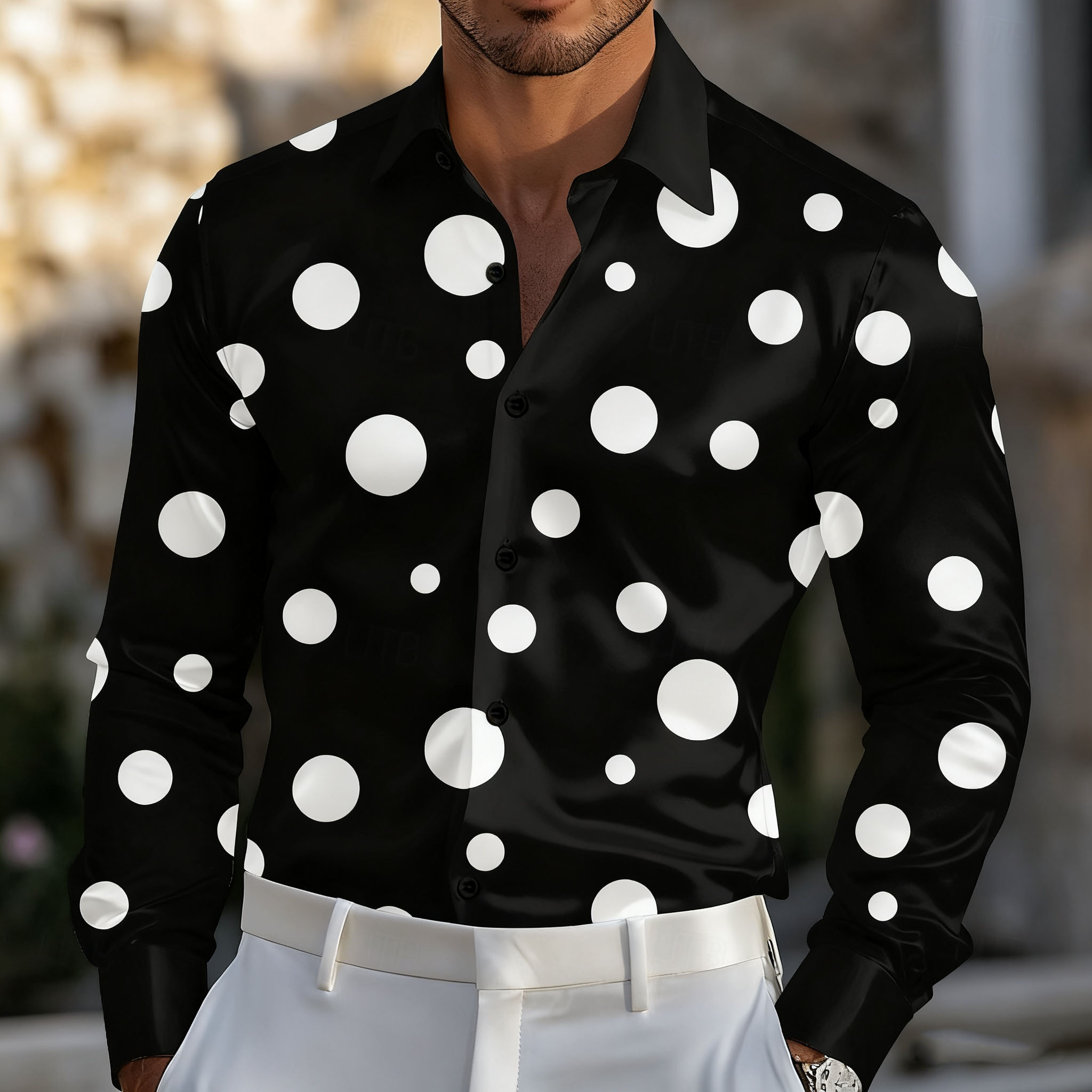 Geometrisches Polka-Dot-Hemd f – Men Formal Party Wear Shirt Bewertung und Preis