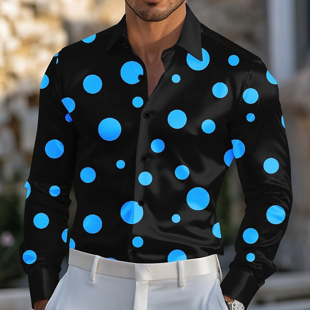 Geometrisches Polka-Dot-Hemd f – Men Formal Party Wear Shirt Bewertung und Preis