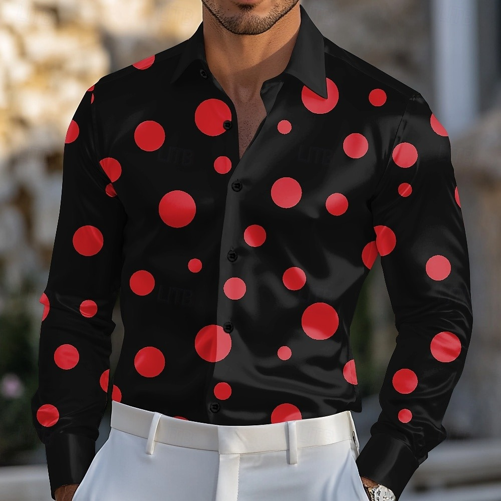 Geometrisches Polka-Dot-Hemd f – Men Formal Party Wear Shirt Bewertung und Preis