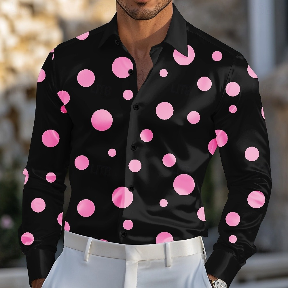 Geometrisches Polka-Dot-Hemd f – Men Formal Party Wear Shirt Bewertung und Preis